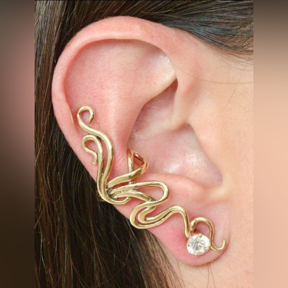Marty Magic 14k Solid Gold Ear Cuff Spiro Swirl - Picture 6 of 6